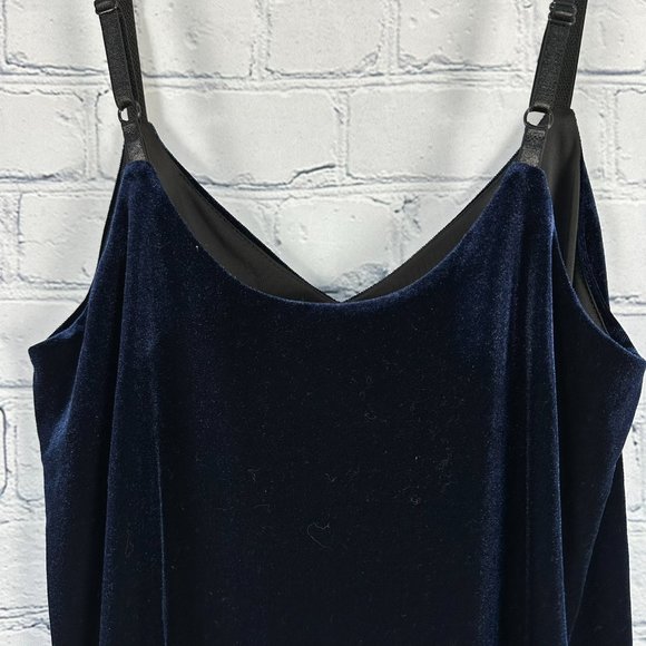 Necessary Objects Women's Velvet V-Neck Slip Dress, Size Small, Sapphire Blue - Picture 4 of 9